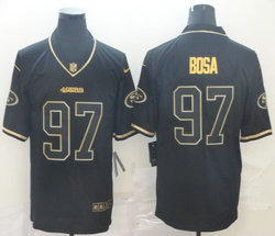 Nike San Francisco 49ers #97 Nick Bosa Black Throwback Gold Number Authentic Stitched NFL Jersey