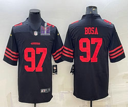 Nike San Francisco 49ers #97 Nick Bosa Black With 2024 Super Bowl (LVIII ) patch Jersey