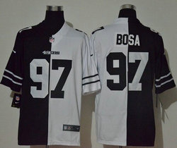 Nike San Francisco 49ers #97 Nick Bosa Black and White Authentic Stitched NFL Jersey