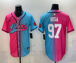 Nike San Francisco 49ers #97 Nick Bosa Pink and Red Joint MLB Jersey