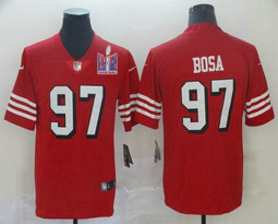 Nike San Francisco 49ers #97 Nick Bosa Red the number have the black outline With 2024 Super Bowl (LVIII ) patch Jersey