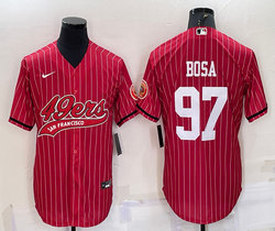 Nike San Francisco 49ers #97 Nick Bosa Red Stripe Joint adults Big Logo Authentic Stitched baseball jersey