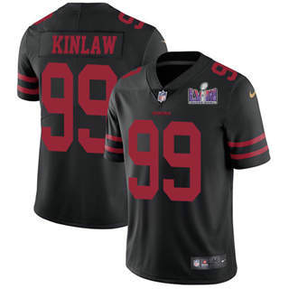 Nike San Francisco 49ers #99 Javon Kinlaw Black With 2024 Super Bowl (LVIII ) patch Jersey