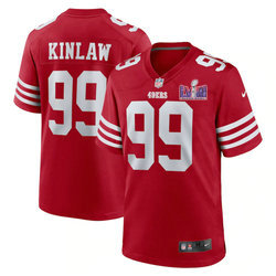 Nike San Francisco 49ers #99 Javon Kinlaw Red With 2024 Super Bowl (LVIII ) patch Jersey