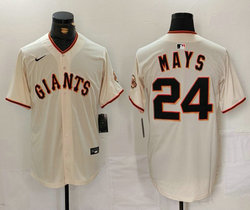 Nike San Francisco Giants #24 Willie Mays Cream Game Authentic stitched MLB jersey