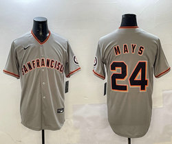 Nike San Francisco Giants #24 Willie Mays Gray arm with patch Authentic stitched MLB jersey