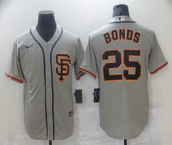 Nike San Francisco Giants #25 Barry Bonds SF Grey Game Authentic Stitched MLB jersey