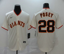 Nike San Francisco Giants #28 Buster Posey Cream Game Authentic Stitched MLB Jersey