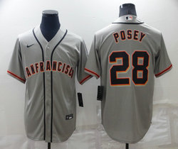 Nike San Francisco Giants #28 Buster Posey Gray Game Authentic Stitched MLB Jersey
