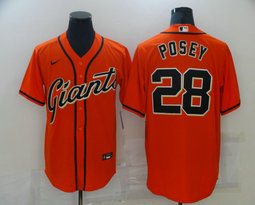 Nike San Francisco Giants #28 Buster Posey Orange Game Authentic Stitched MLB Jersey
