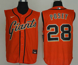 Nike San Francisco Giants #28 Buster Posey Orange sleeveless Game Authentic Stitched MLB Jersey
