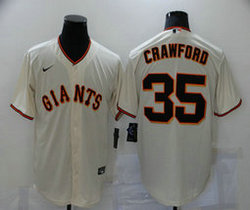 Nike San Francisco Giants #35 Brandon Crawford Cream Game Authentic Stitched MLB Jersey