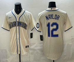 Nike Seattle Mariners #12 Josh Naylor Cream Authentic Stitched MLB jersey