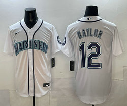 Nike Seattle Mariners #12 Josh Naylor White Authentic Stitched MLB jersey