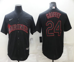 Nike Seattle Mariners #24 Ken Griffey Black Game Authentic Stitched MLB jersey