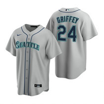 Nike Seattle Mariners #24 Ken Griffey Jr. Gray Game Authentic Stitched MLB jersey