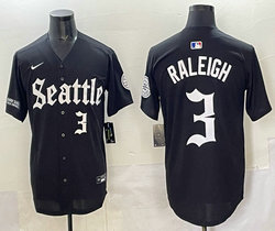 Nike Seattle Mariners #3 Cal Raleigh Black 5(V) Joint MLB Jersey