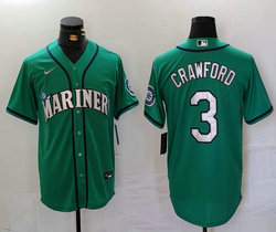 Nike Seattle Mariners #3 J.P. Crawford Green Game Authentic Stitched MLB jersey