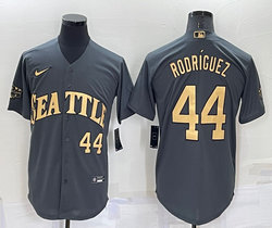 Nike Seattle Mariners #44 Julio Rodriguez Charcoal #44 in front 2022 All Star Authentic Stitched MLB Jersey