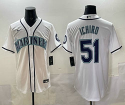 Nike Seattle Mariners #51 #51 Mariners Ichiro White Authentic Stitched MLB Jersey