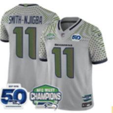 Nike Seattle Seahawks #11 Jaxon Smith-Njigba Gray Rivalries 50th Season Patch Jersey