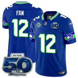 Nike Seattle Seahawks #12 Fan 50th Blue Throwback Jersey