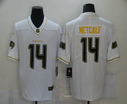 Nike Seattle Seahawks #14 D.K. Metcalf White Gold Authentic Stitched NFL Jersey