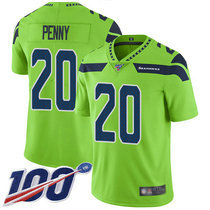 Nike Seattle Seahawks #20 Rashaad Penny With NFL 100th Season Patch Green Rush Authentic Stitched NFL Jersey