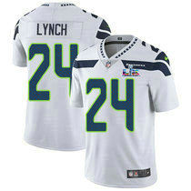 Nike Seattle Seahawks #24 Marshawn Lynch White Super Bowl LX 60 Patch Jersey