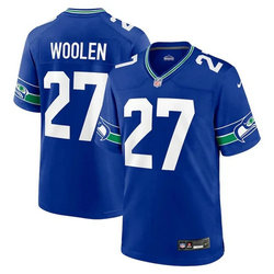 Nike Seattle Seahawks #27 Tariq Woolen Blue Throwback Vapor Untouchable Authentic Stitched NFL Jersey.webp