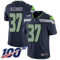 Nike Seattle Seahawks #37 Shaun Alexander With NFL 100th Season Patch Blue Vapor Untouchable Limited Authentic Stitched NFL Jersey FG