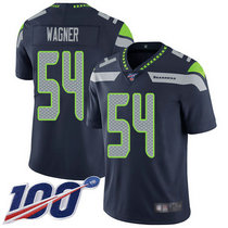 Nike Seattle Seahawks #54 Bobby Wagner With NFL 100th Season Patch Blue Vapor Untouchable Limited Authentic Stitched NFL Jersey