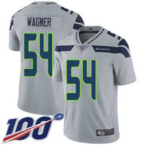 Nike Seattle Seahawks #54 Bobby Wagner With NFL 100th Season Patch Grey Vapor Untouchable Limited Authentic Stitched NFL Jersey