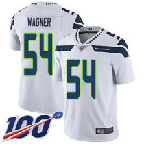 Nike Seattle Seahawks #54 Bobby Wagner With NFL 100th Season Patch White Vapor Untouchable Limited Authentic Stitched NFL Jersey