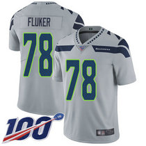 Nike Seattle Seahawks #78 D.J. Fluker With NFL 100th Season Patch Grey Vapor Untouchable Authentic Stitched NFL Jersey