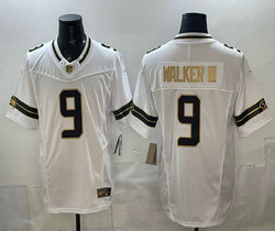 Nike Seattle Seahawks #9 Kenneth Walker III White Gold Name Football Jersey