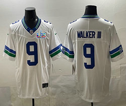 Nike Seattle Seahawks #9 Kenneth Walker III White Throwback Super Bowl LX 60 Patch Jersey