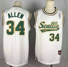 Nike Seattle Sonics #34 Ray Allen Soul White Authentic Stitched NBA jersey