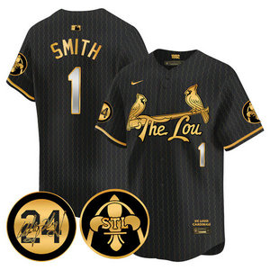 Nike St.Louis Cardinals #1 Ozzie Smith Black 2024 City 24 Gold Name Game Authentic stitched MLB jersey
