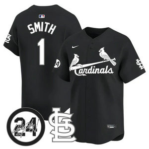 Nike St.Louis Cardinals #1 Ozzie Smith Black 2024 Memorial Authentic stitched MLB jersey