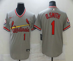 Nike St.Louis Cardinals #1 Ozzie Smith Gray Pullover Game Authentic Stitched MLB Jersey