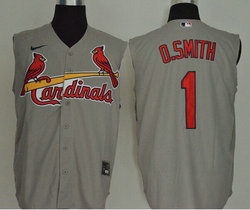 Nike St.Louis Cardinals #1 Ozzie Smith Grey sleeveless Game Authentic Stitched MLB Jersey