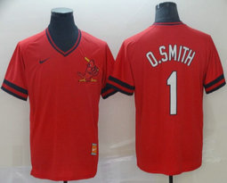 Nike St.Louis Cardinals #1 Ozzie Smith Pullover Throwback Authentic stitched MLB jersey