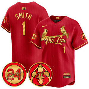 Nike St.Louis Cardinals #1 Ozzie Smith Red 2024 City 24 Gold Name Game Authentic stitched MLB jersey