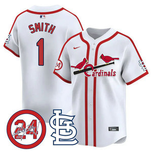 Nike St.Louis Cardinals #1 Ozzie Smith White 2024 Memorial Throwback Authentic stitched MLB jersey