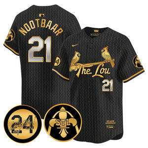 Nike St.Louis Cardinals #21 Lars Nootbaar Black 2024 City 24 Gold Name Game Authentic stitched MLB jersey