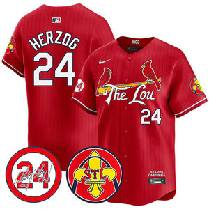 Nike St.Louis Cardinals #24 Whitey Herzog Red 2024 City 24 Game Authentic stitched MLB jersey
