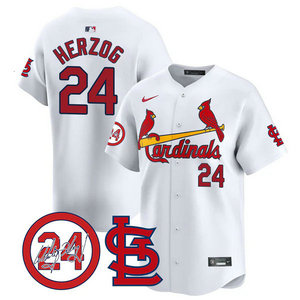 Nike St.Louis Cardinals #24 Whitey Herzog White 2024 Memorial Authentic stitched MLB jersey