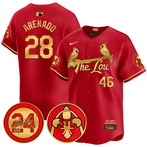 Nike St.Louis Cardinals #28 Nolan Arenado Red 2024 City 24 Gold Name Game Authentic stitched MLB jersey