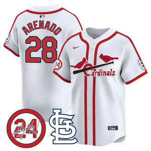 Nike St.Louis Cardinals #28 Nolan Arenado White 2024 Throwback Pullover Authentic stitched MLB jersey